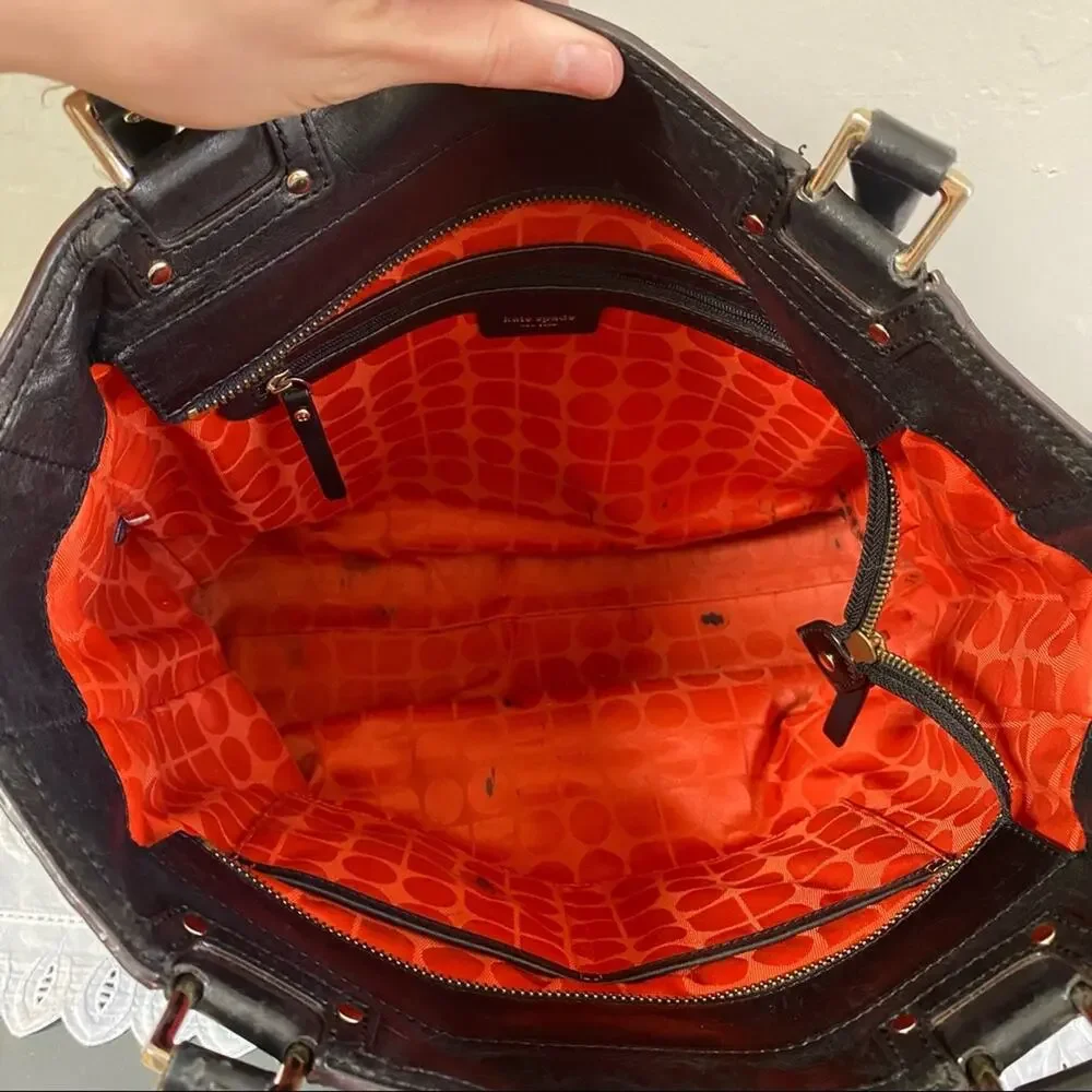 Kate Spade Black Leather Laser Cut‎ Tote Bag
